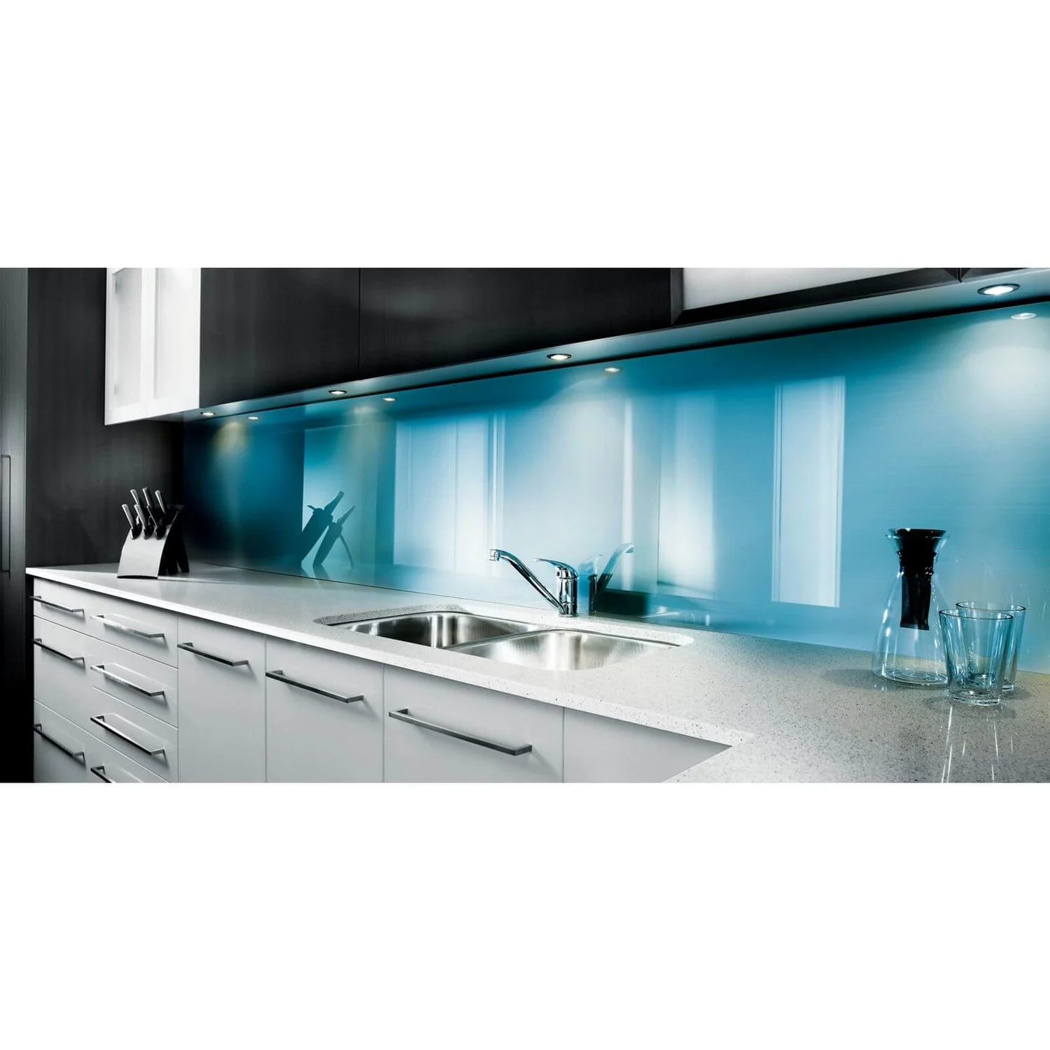 Zenolite Acrylic Kitchen Splashback Panel - 760 X 700mm - Blue Atoll 4 Zenolite Acrylic Kitchen Splashback Panel - 760 X 700mm - Blue Atoll - Image 2