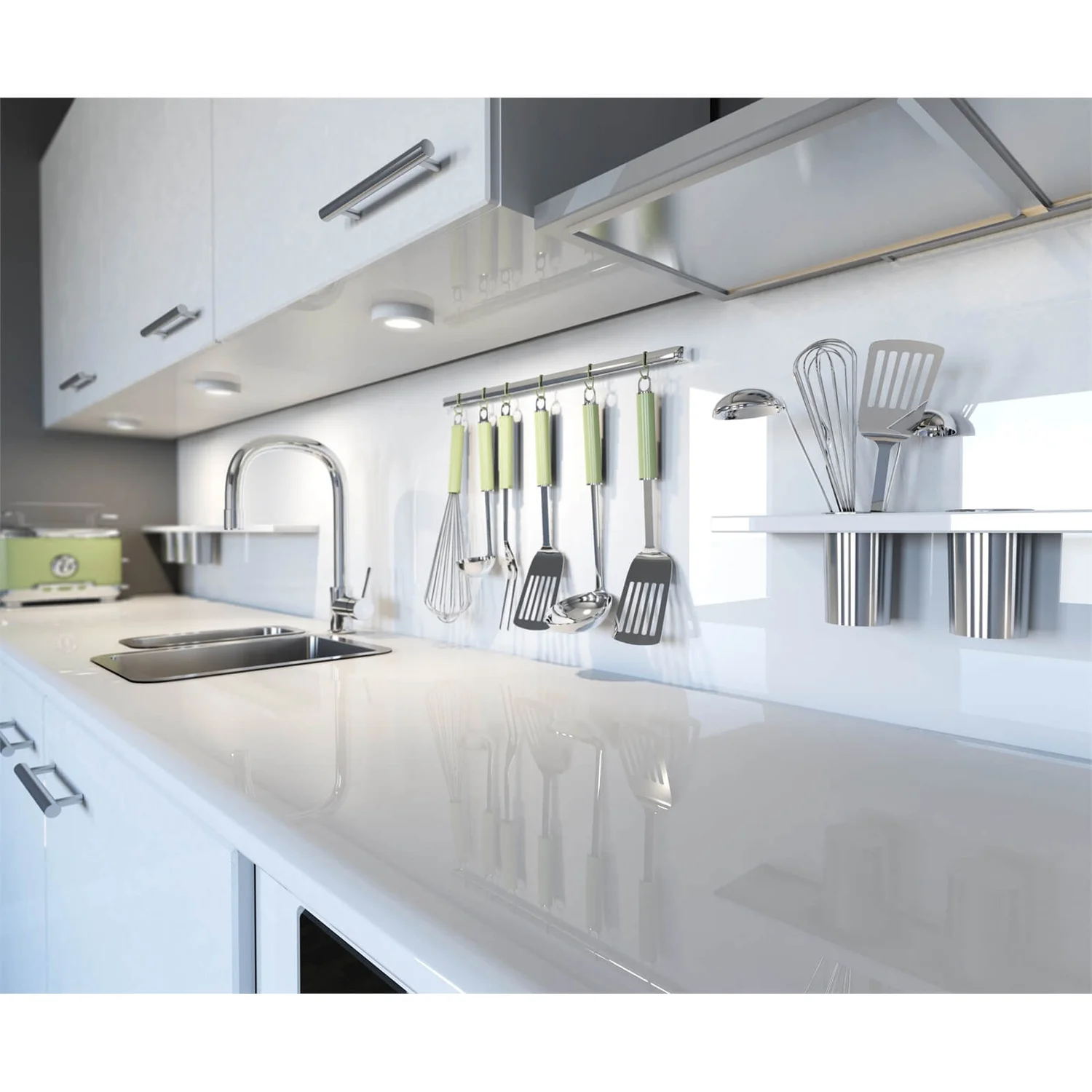 Alusplash Reversible Splashback - 900 X 800mm - Ice White & Ocean Wave 3 Alusplash Reversible Splashback - 900 X 800mm - Ice White & Ocean Wave