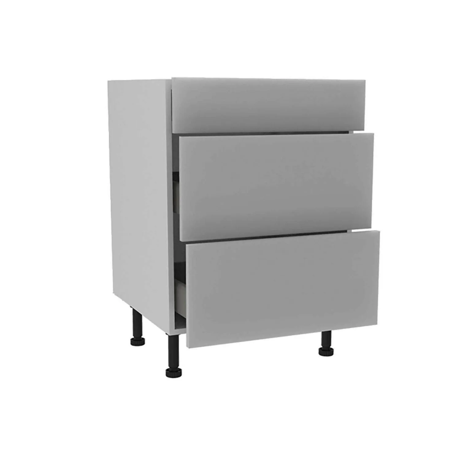 High Gloss Slab Grey 600mm 3 Drawer Premium Unit 4 High Gloss Slab Grey 600mm 3 Drawer Premium Unit - Image 2