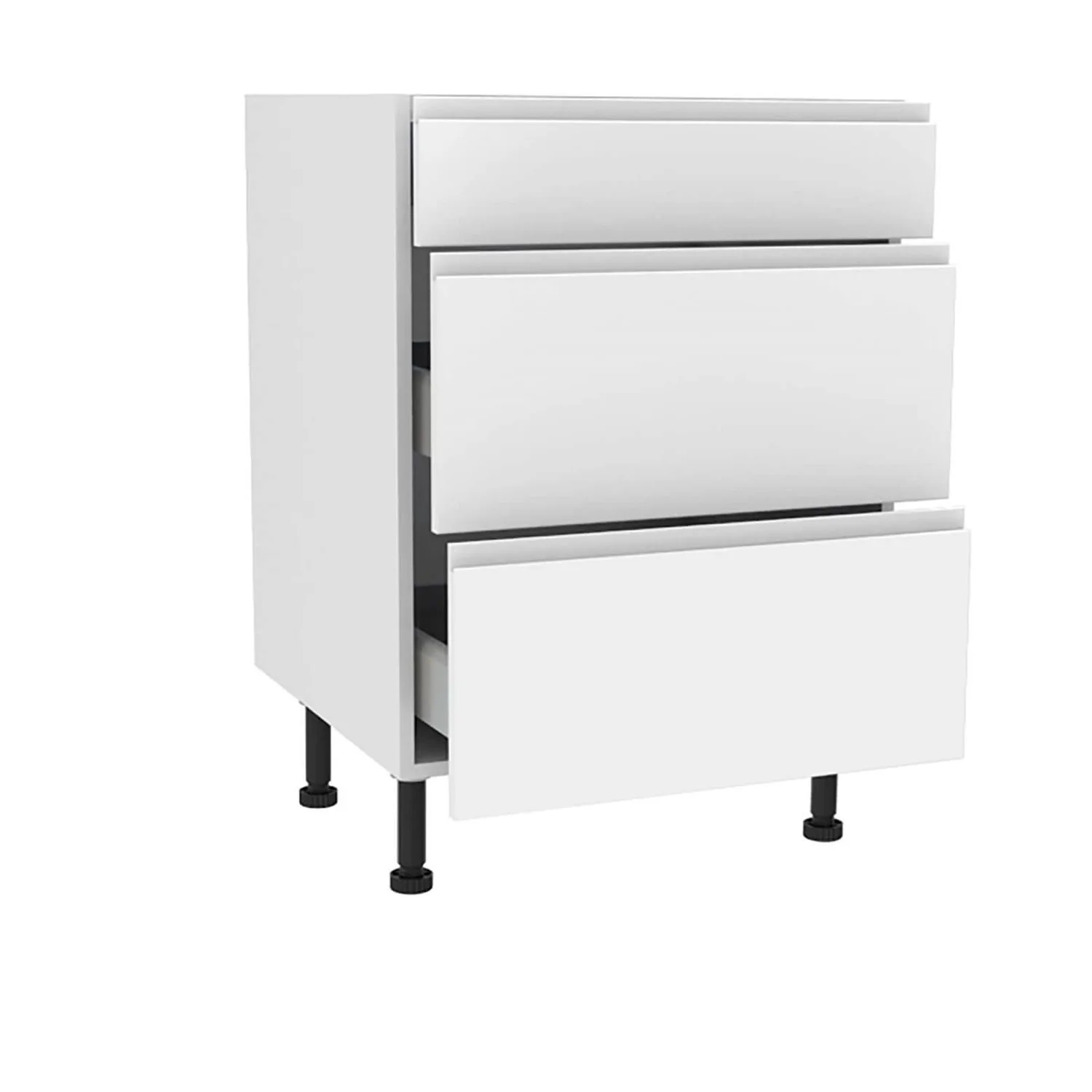 Handleless White Gloss 600mm 3 Drawer Premium Unit 4 Handleless White Gloss 600mm 3 Drawer Premium Unit - Image 2