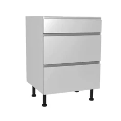 Handleless Grey Gloss 600mm 3 Drawer Premium Unit