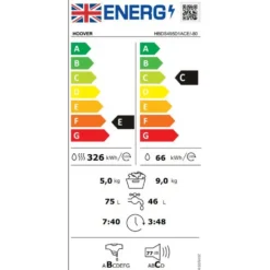 Hoover H-WASH&DRY 300 LITE HBDS495D1ACE Integrated 9Kg / 5Kg Washer Dryer With 1400 Rpm - White -Hoover Kitchen Supply Shop 13481907 1804914606264639