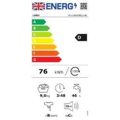 Candy Ultra HCU1492DBBE/1 9Kg Washing Machine With 1400 Rpm - Black -Hoover Kitchen Supply Shop 13482049 1945029418926920