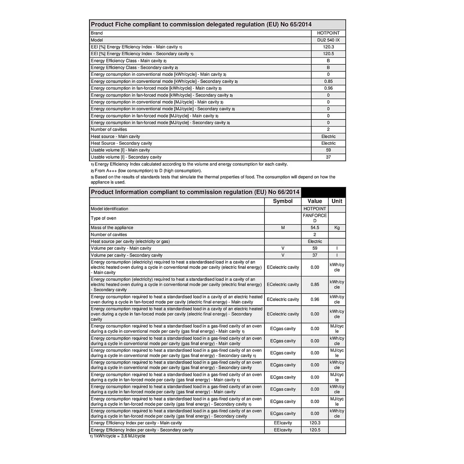 Hotpoint Class 2 DU2540IX Built Under Electric Double Oven With Feet - Stainless Steel 11 Hotpoint Class 2 DU2540IX Built Under Electric Double Oven With Feet - Stainless Steel - Image 9
