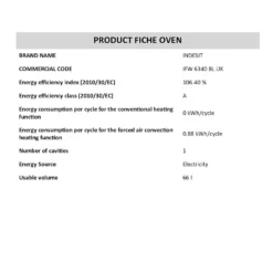 Indesit Aria IFW6340BL Built In Electric Single Oven - Black -Hoover Kitchen Supply Shop 13950680 1674985910069159