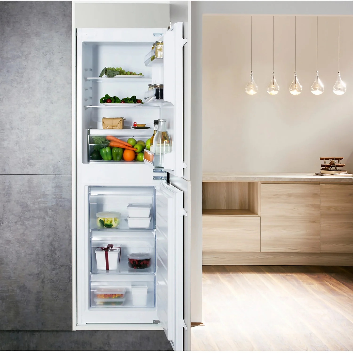 Hotpoint HMCB50501UK Integrated 50/50 Fridge Freezer With Sliding Door Fixing Kit - White 4 Hotpoint HMCB50501UK Integrated 50/50 Fridge Freezer With Sliding Door Fixing Kit - White - Image 2