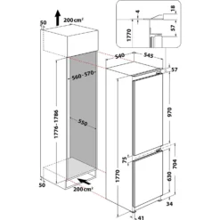 Indesit IB7030A1D.UK1 Integrated 70/30 Fridge Freezer With Sliding Door Fixing Kit - White -Hoover Kitchen Supply Shop 14200051 1895011772471568