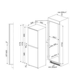 Smeg UKC8174NF Built In Fridge Freezer - White -Hoover Kitchen Supply Shop 14200085 8795011772338776