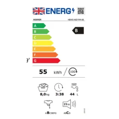 Hoover H-WASH 300 HBWS48D1W4 Integrated 8Kg Washing Machine With 1400 Rpm - White -Hoover Kitchen Supply Shop 14229486 1195021916273042